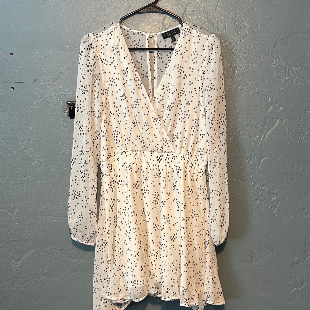 Trixxi Cream Mini Dress with Black Dots